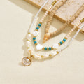 Wholesale heart-shaped pearl necklace cross-border vintage multi-layer pendant fashion key cherry european and american clavicle chain women's necklace