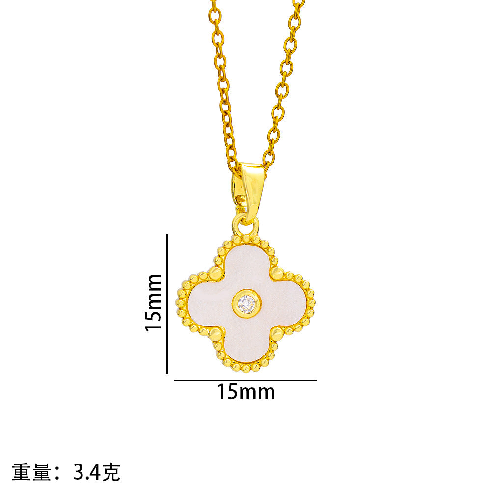 [copper inlaid with zirconium] fashionnew arrival exquisite four-leaf clover bracelet jewelry suitelegant necklace for women four-piece jewelry set