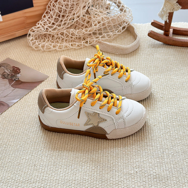 ins children's star board shoes 2025 spring and autumn new Korean version girls retro sports shoes boys flat baseplate shoes