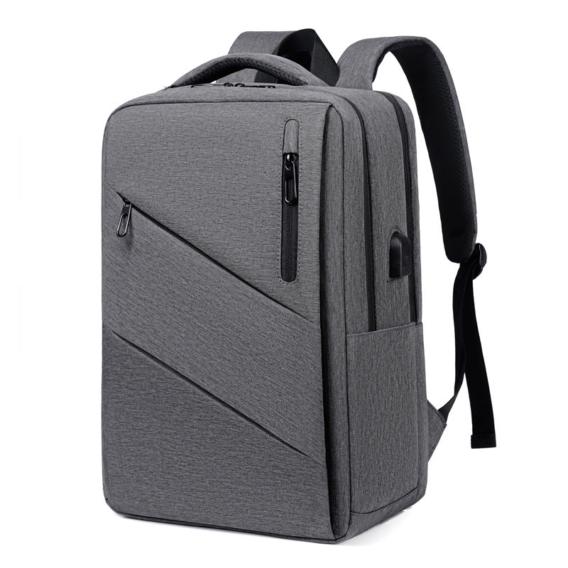 Cross-border logo customized men's backpack, fashionable and simple commuting 15.6-inch computer bag, anti-splashing casual backpack