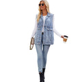 European and american cross-border  new denim vest tank top summer fashion trendy denim sleeveless vest women's trend