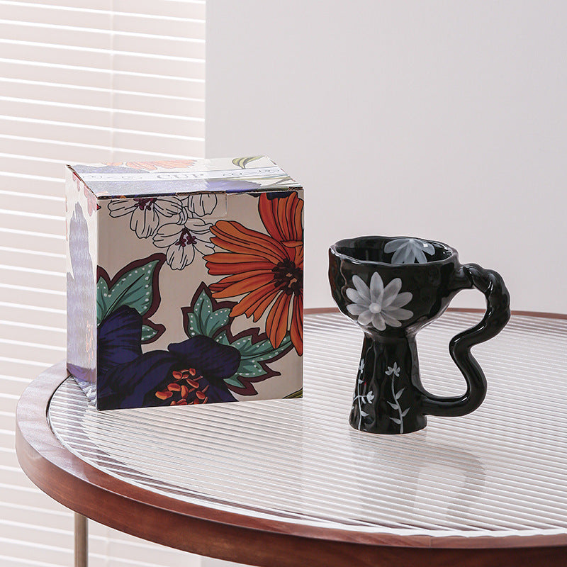 Creative niche handmade mugs, goblets, vintage ceramic coffee cups, ice cream cups, afternoon tea cups - gift box set