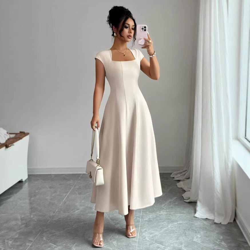 new cross-border european and american style elegant summer solid color long dress