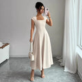 new cross-border european and american style elegant summer solid color long dress