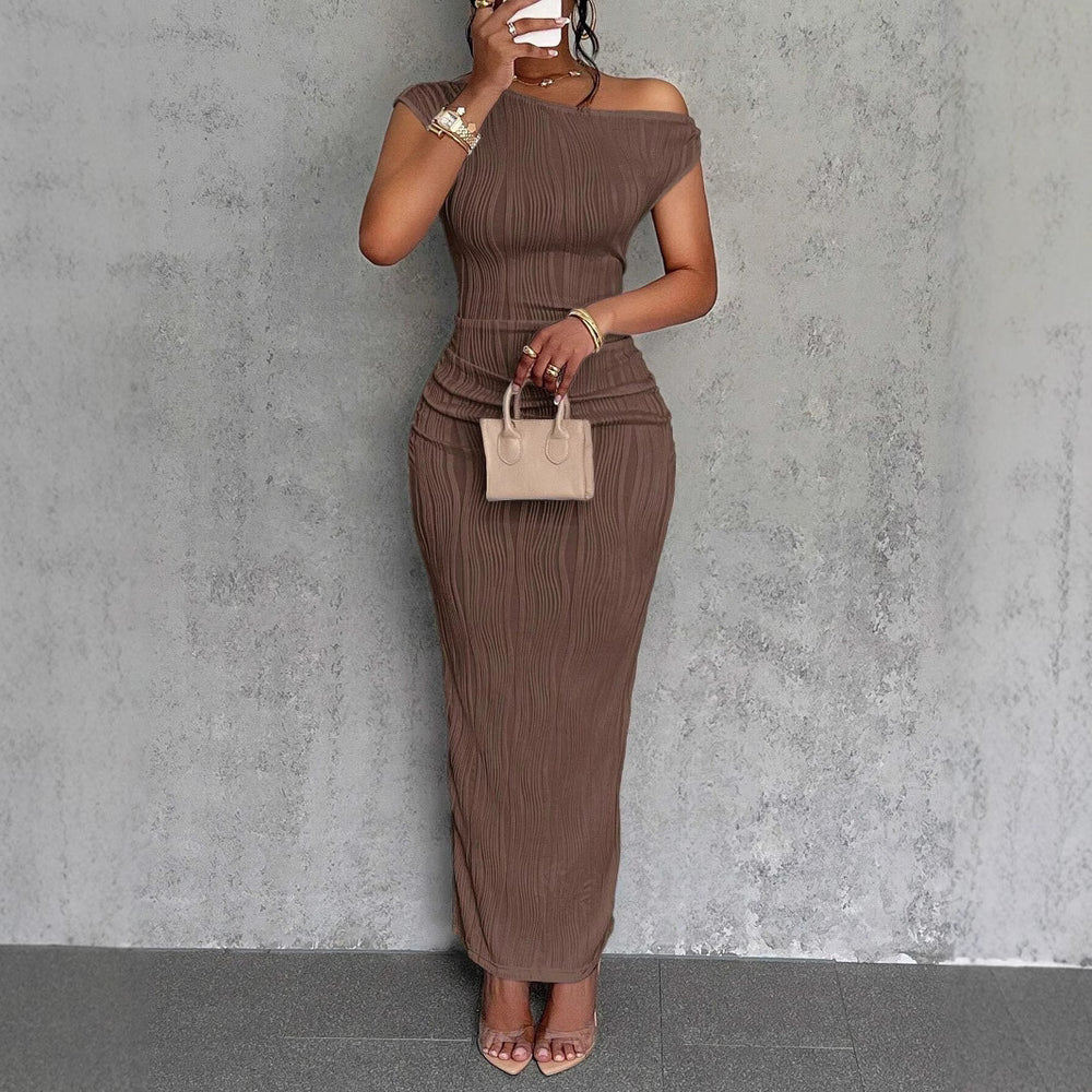 independent station new arrival cross-border cute fashion water ripple oblique shoulder dressin stock