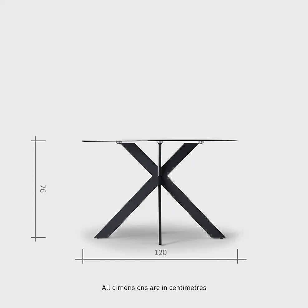 Tempered glass dining table - modern minimalist dining set with luxury rock slab tabletop