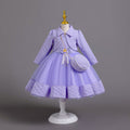 New in stock three-piece girls' dress set: long-sleeve wedding dress, piano recital dress, girl's dress