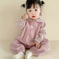 Baby overalls spring and autumn baby suit girl autumtwo-piece setsweet floral doll shirt outing suit