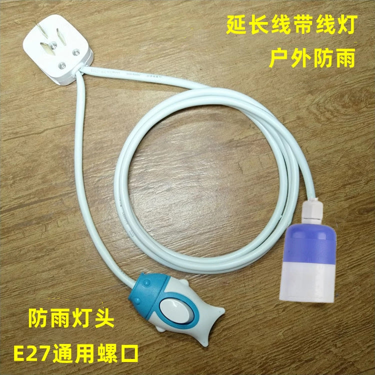 Waterproof and energy-saving light bulb type household e27 screw long-wire outdoor switch hanging socket with wire led bulb light