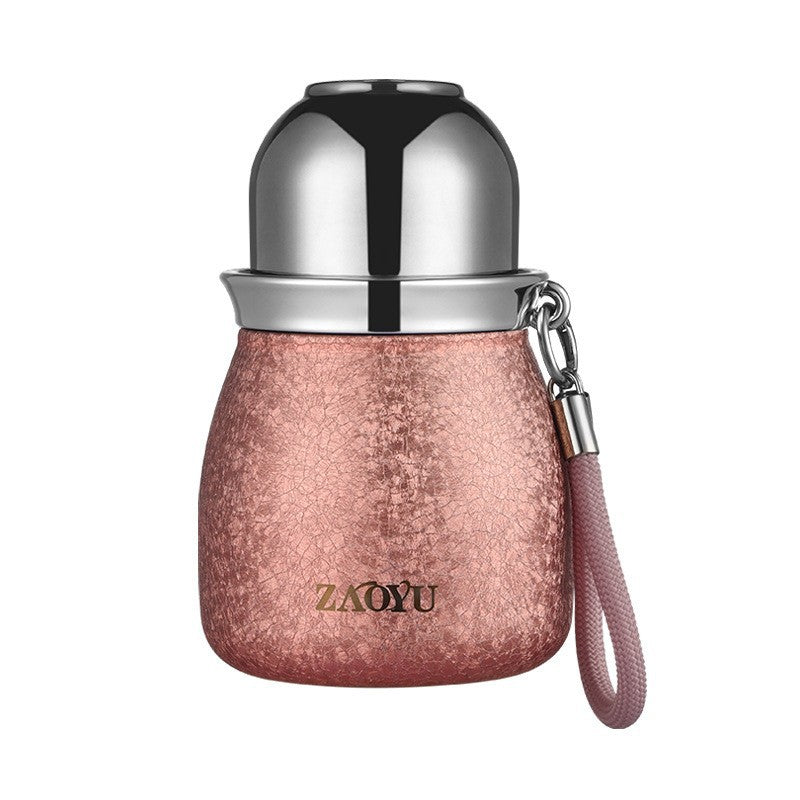 Titanium-covered yuanbao gourd thermos cup fulu cup tea water separation three-drink thermos water cup stew tea cup thermos cup tea set