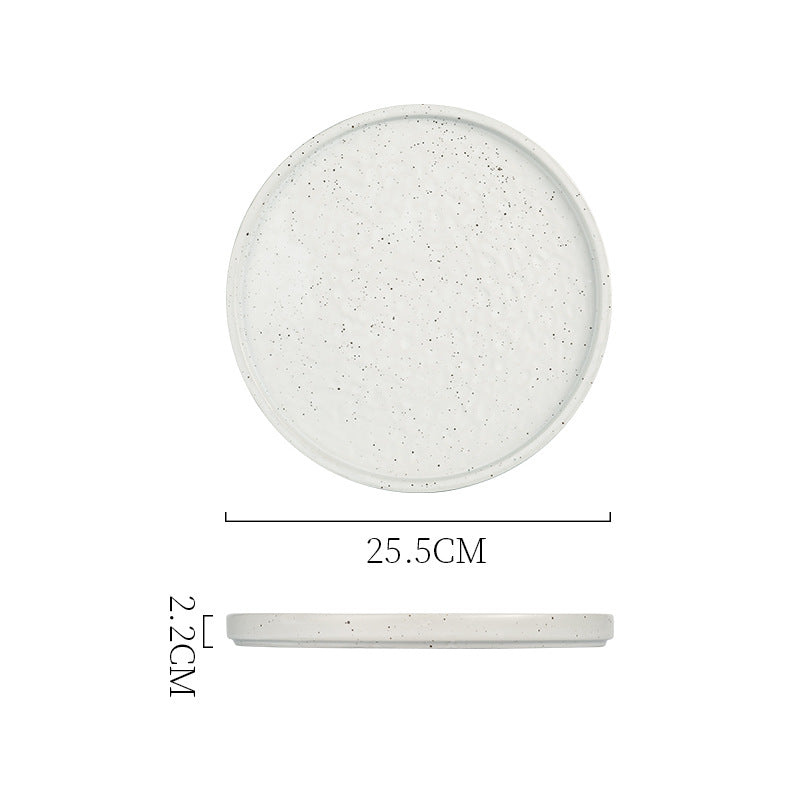 Vintage ceramic dinner plate - stylish, high-value round plate with rim, perfect for restaurants and home use. japanese-style, high-temperature resistant steak plate