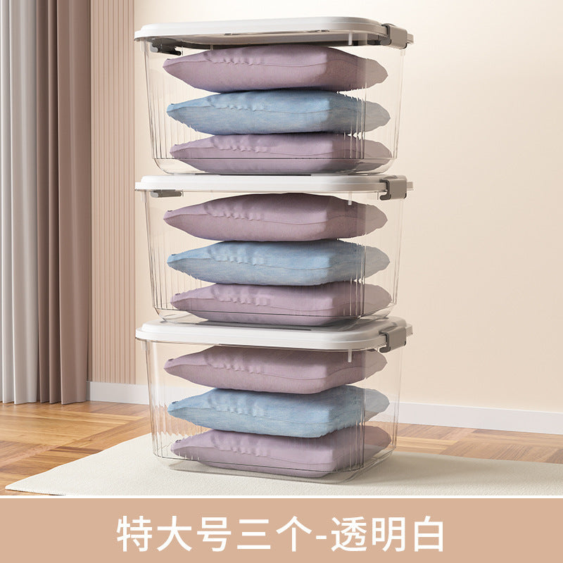 Household acrylic transparent storage box with lid, clothes storage box, household quilt sundries finishing basket wholesale