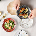 Popular creative round ceramic snack plate for home bone plate hotel side dish cake plate 6inch shallow plate