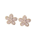 [set] cross-border popular copper-inlaid zirconium flower necklace, women's earrings, light luxury elegant stainless steel sweater chain jewelry