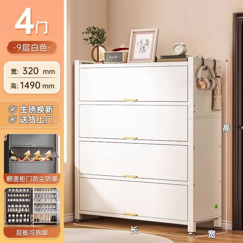 Steel shoe cabinet for home, entryway, and hallway - large capacity, floor-standing, dustproof, multi-functional storage shoe rack