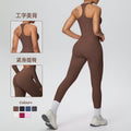 New arrival cross-border brushed back tight i-shaped back high waist yoga suit sports running fitness two-piece set