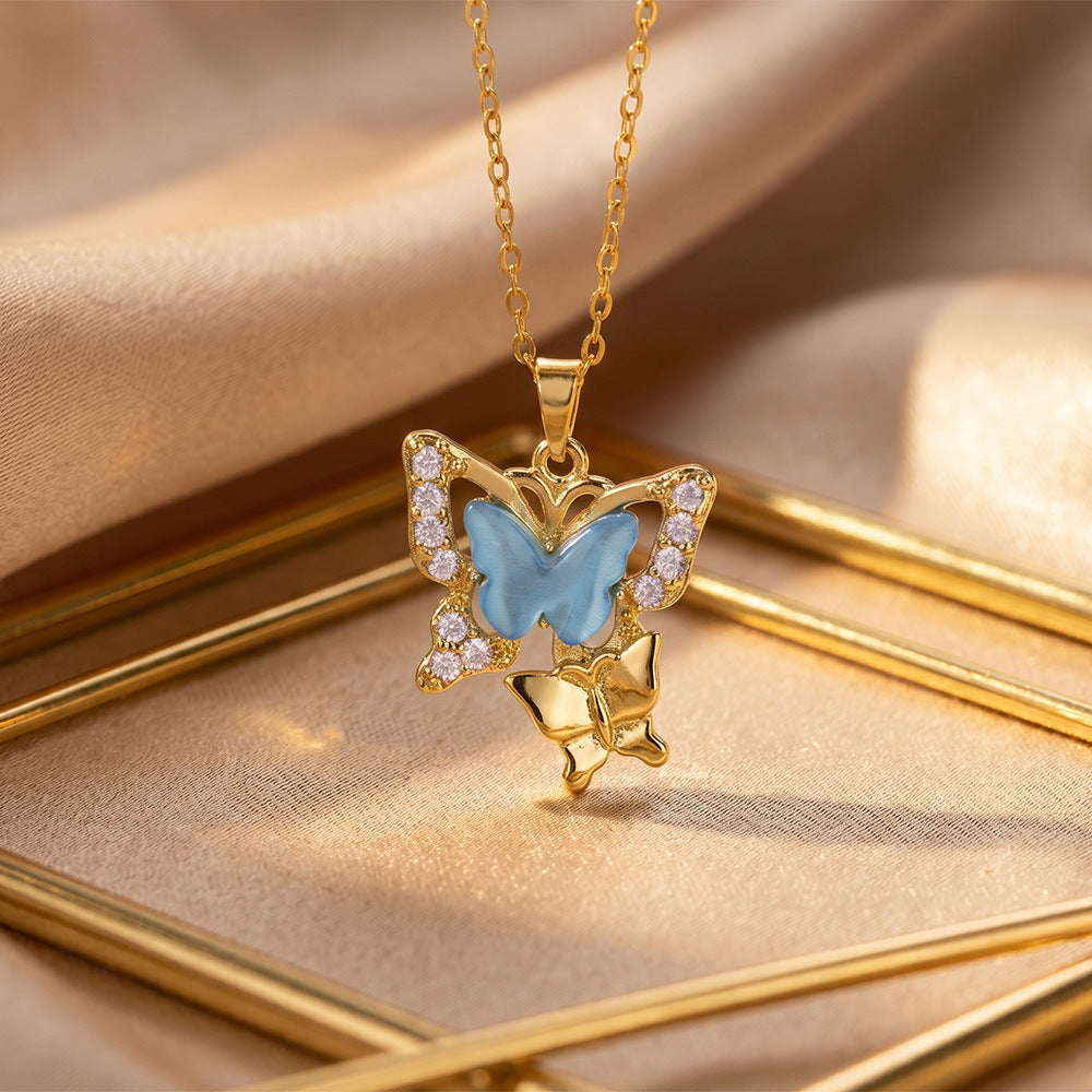 European and american fashion hot selling copper inlaid zirconia flower necklace for women, light luxury niche style, versatile minimalist, non-fading clavicle chain jewelry