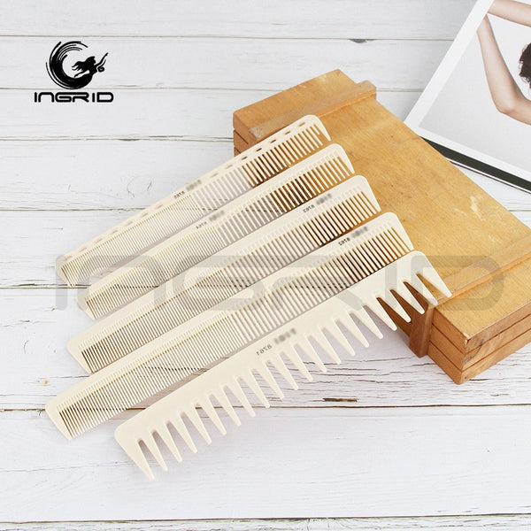 Ingrid Hair Salon Hair Comb Beige Haircut Tip Tail Comb Hairstylist Fine Tooth Wide Tooth Comb Plastic Makeup Cut Hair Comb