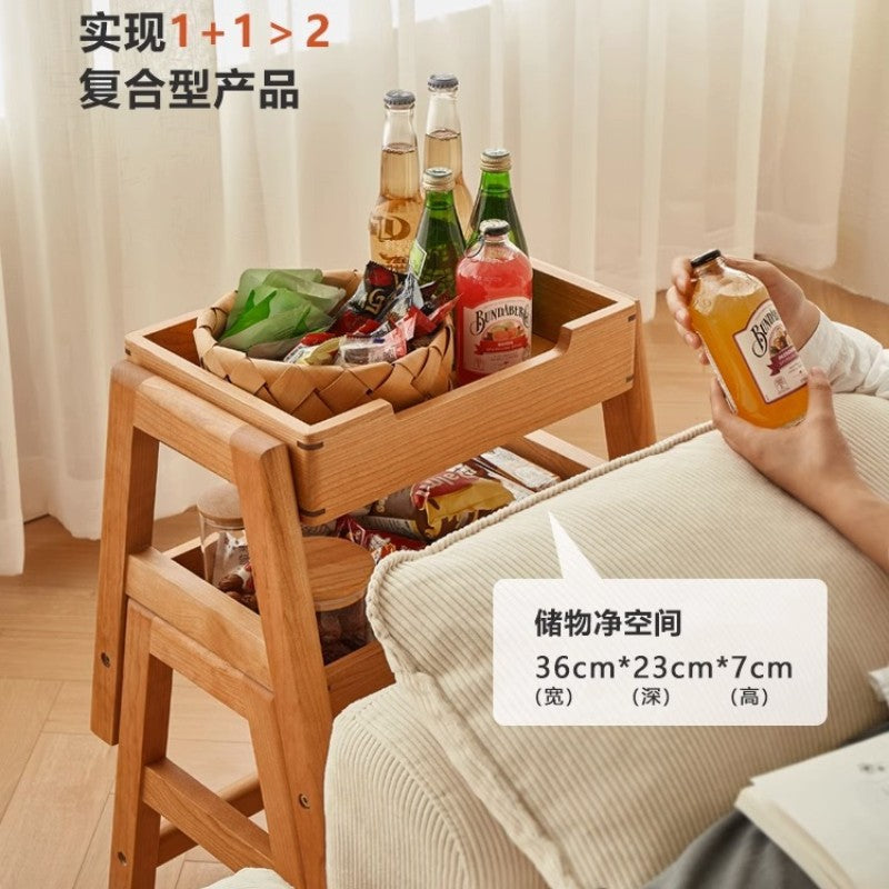 Cherry wood stool can be stacked Living room stool Multifunctional storage Solid wood low stool Shoe change stool Children's study stool