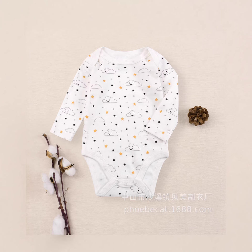 Class a pure cotton export cross-border newborn crawling suit baby bag butt jumpsuit 0-2 years old classic triangle khaki
