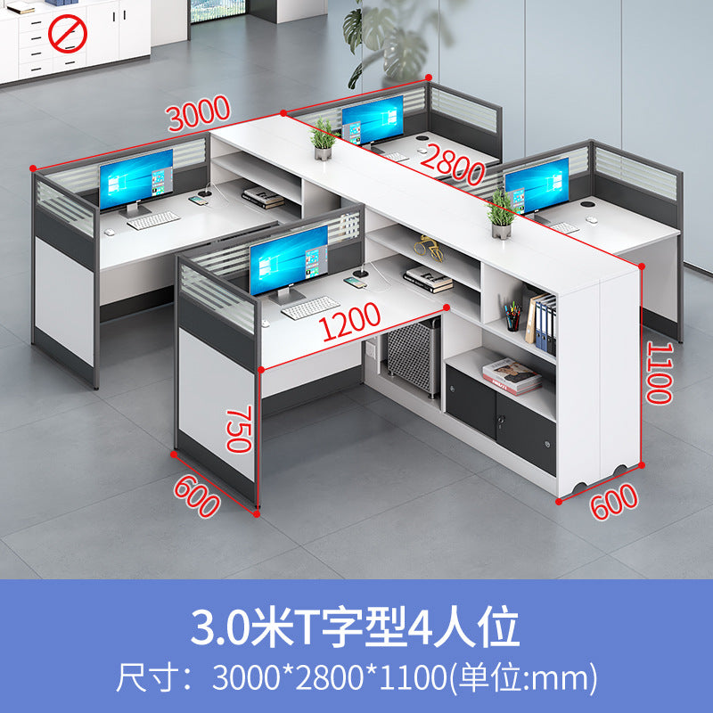 Office desk and chair set for staff, financial employees, and workstations - 2/4 seater facing desk office table