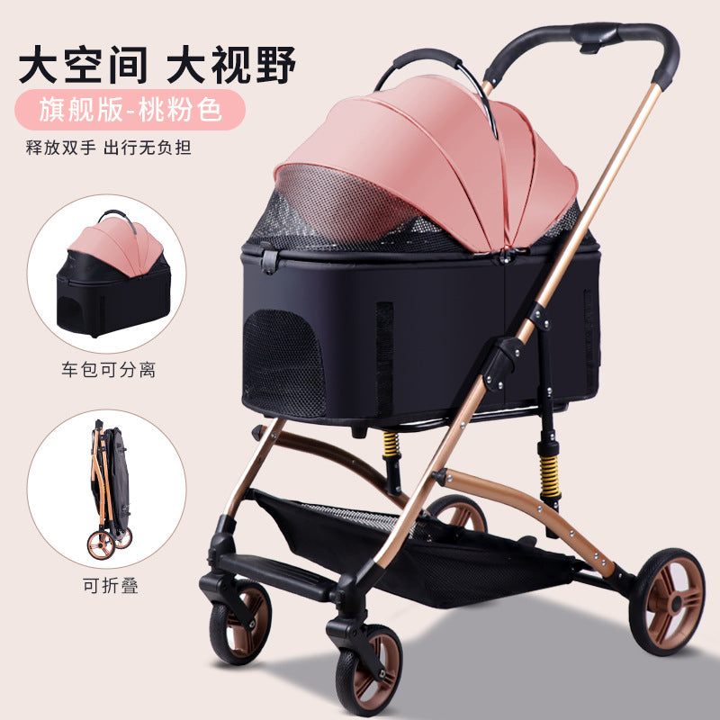 Pet stroller for dogs and cats - portable, foldable, lightweight, and large capacity cat carrier for small to medium breeds