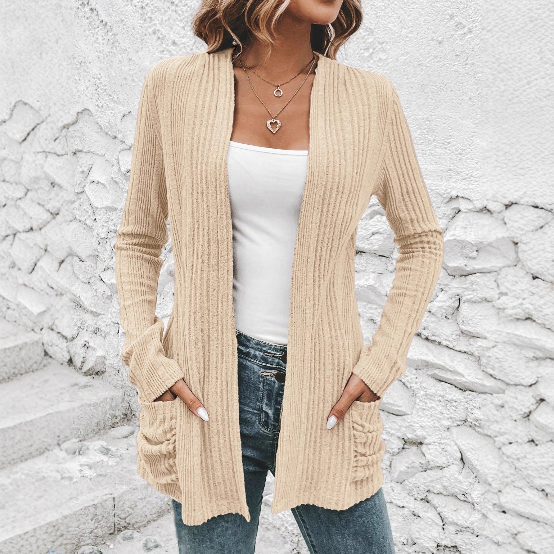 Real spot  1688 Alibaba   Shrimp Skin Independent Station knitted long coat