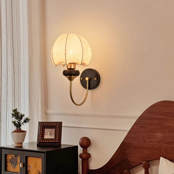 Huiyuan bedroom bedside wall lamp 2025 new medieval French fabric pattern living room study zipper E