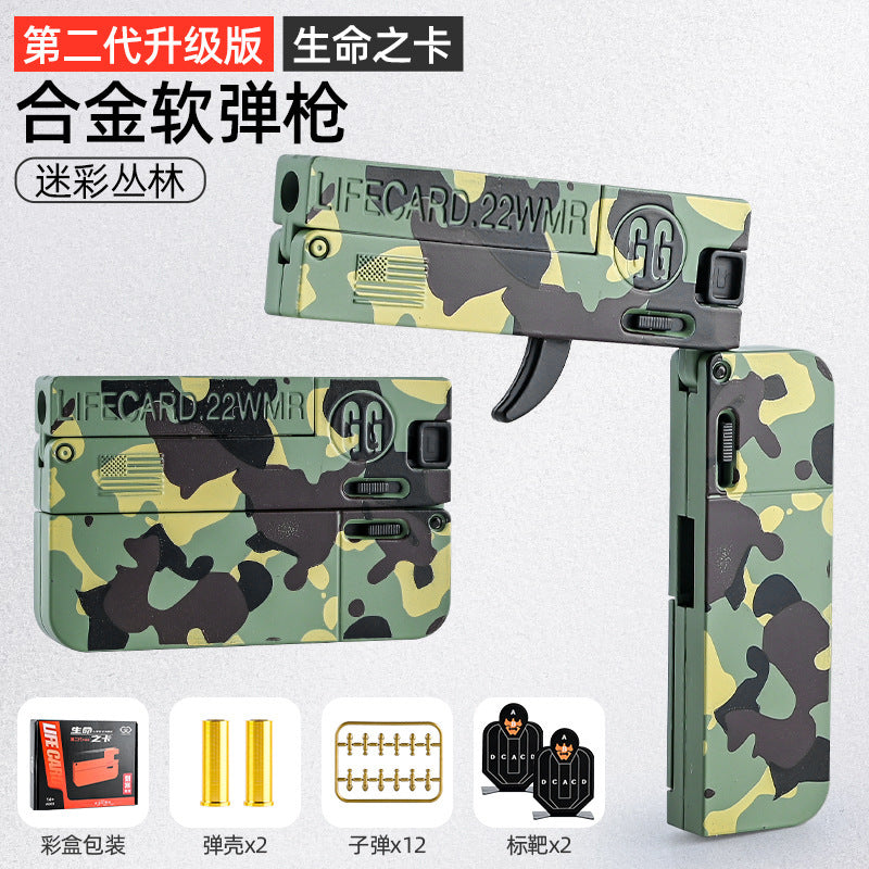 New life card ii adult trendy foldable all-alloy card gun toy - soft bullet gun for boys