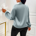 Independent station women's clothing  cross-border export spring new satin shirt  bow long sleeve top