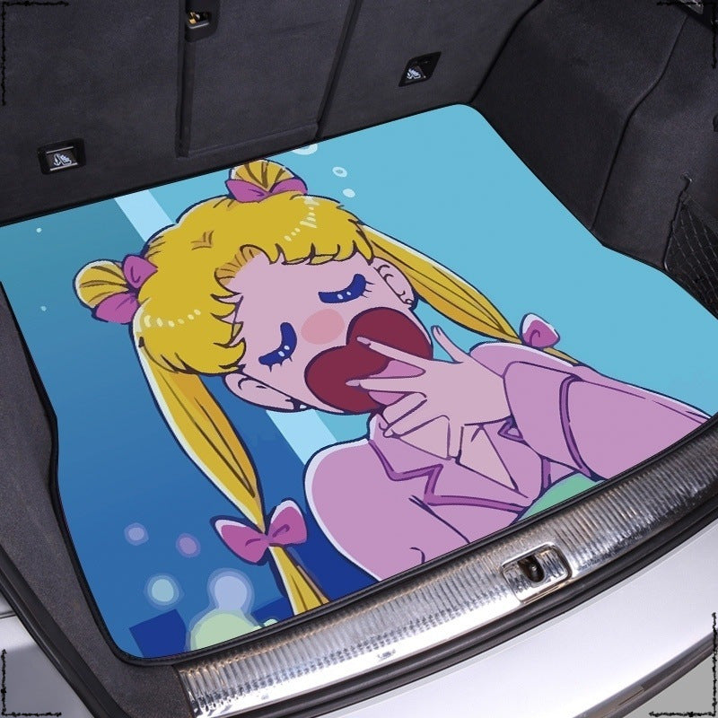 Cartoon car trunk pad Lynk 06 Suiteng Elantra Civic Qashqai tail box pad Accord car pole krypton