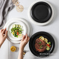 European-style matte large pasta plate, creative hotel restaurant dessert plate, steak plate, thick-rimmed black and white ceramic plate