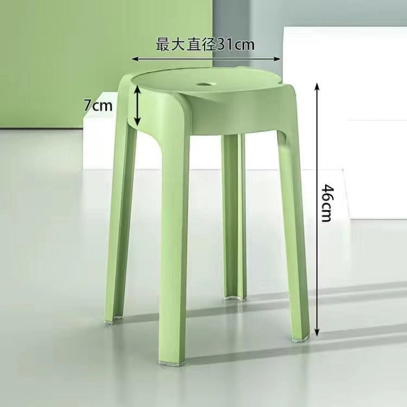 Influencer-approved fashionable plastic stool - thickened, stackable, round stool for home use - nordic dining stool - minimalist creative windmill stool - wholesale