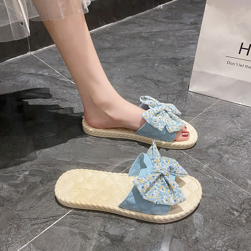 Comfortable soft sole flip-flops women's summer fashion new fairy style outdoor bowknot beach sandals