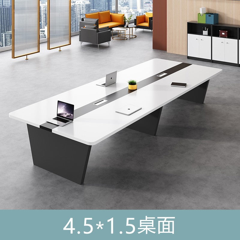 White conference table - minimalist modern rectangular desk set for small meeting rooms