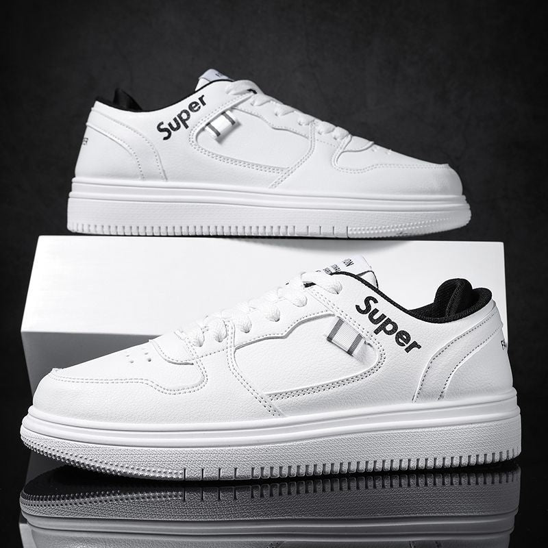 Men's white sneakers: spring versatile breathable athletic shoes, trendy skate shoes, casual shoes for men