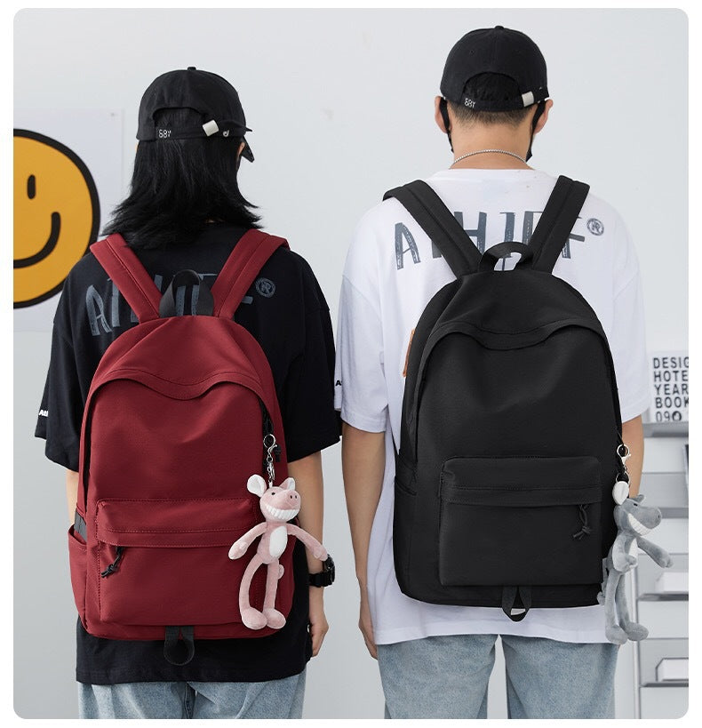 Cross-border new couple backpack, junior high school student schoolbag, college student backpack, casual wind, large-capacity simple bag