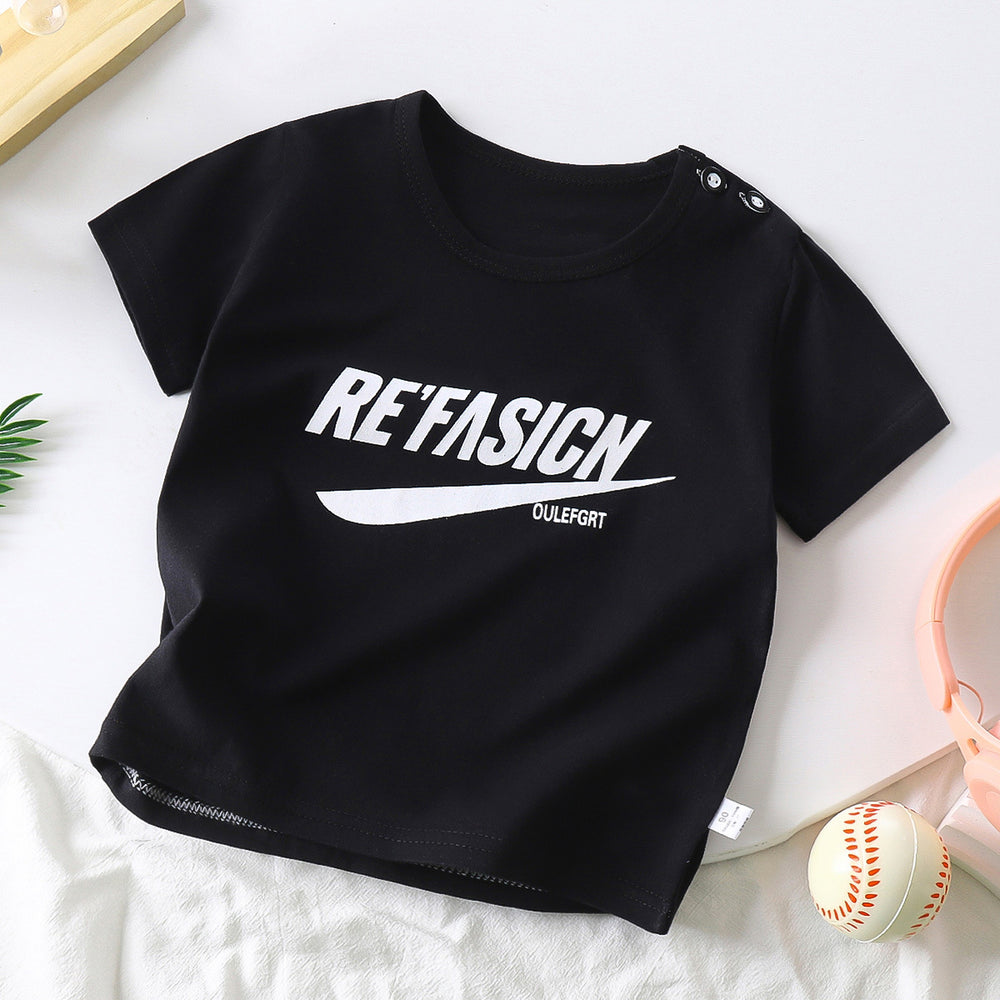 Kids' short-sleeve pure cotton summer new arrivals : boys' t-shirts, baby cartoon girls' short-sleeve korean style tops, children's clothing