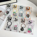 Suitable for apple 17pro metal lens holder magnetic phone case iphone14 four-corner airbag transparent hard case