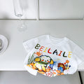 Boys and girls new arrivalsummertopskids cartoon animal short-sleeved t-shirt baby girl k-style foreign style clothes in stock