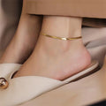 men's and women's anklets, gold-plated flat snake chain anklets, titanium steel anklets, 14k gold titanium steel anklets wholesale