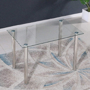 Export modern casual table restaurant 6-person rectangular tempered glass dining table glass dining table