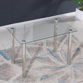 Export modern casual table restaurant 6-person rectangular tempered glass dining table glass dining table