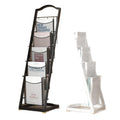 Minimalist multi-tier magazine rack display stand - freestanding bookshelf organizer for newspapers, magazines, and storage