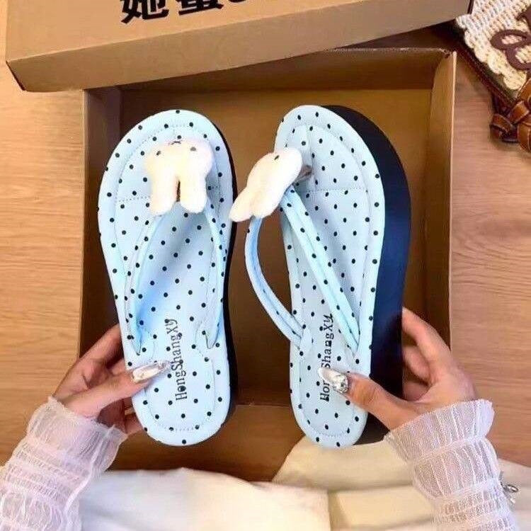 Outwearplaid summerfashionpopulareasiest for matchfairy stylecasualheight-increasing soft bottom flip-flop sandals