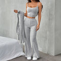 spring/summer new arrival: cross-border european and american style relaxed fit fashion set - stylish casual knitted three-piece loungewear
