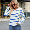 European and american cross-border e-commerce women's spring  new arrivals:  casual striped long-sleeve knit sweater top