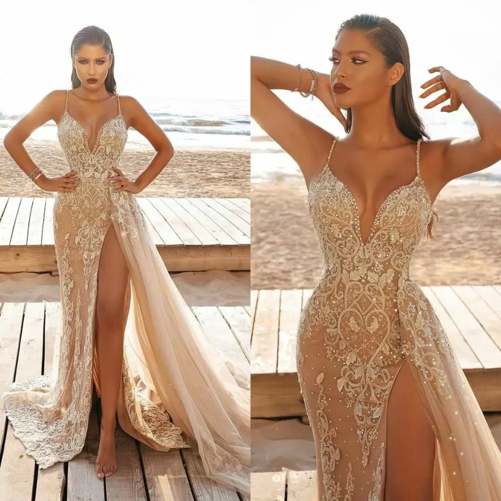 summer new european and american style sexy camisole dress - sleeveless v-neck slit lace cutout maxi dress