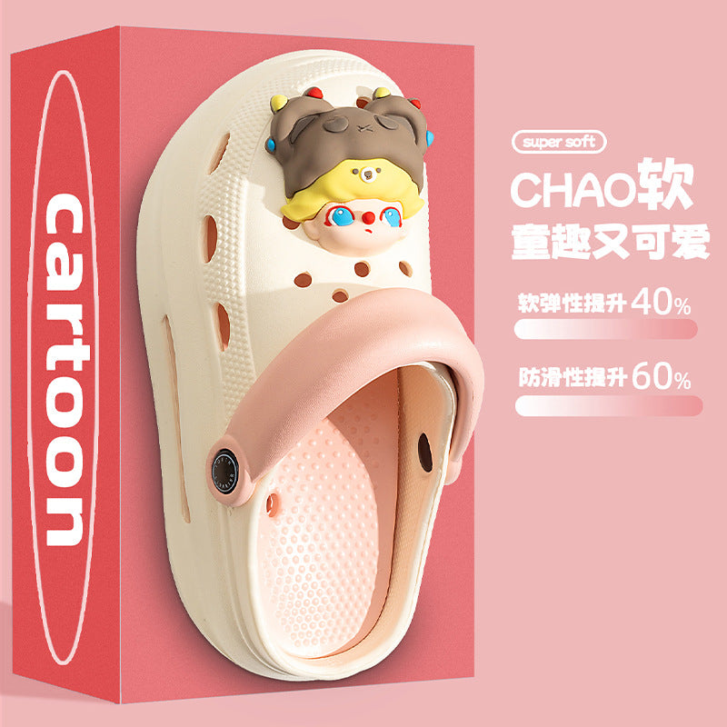 Adult women's thick bottom crocs women's new arrival non-slip beach heightening toe cap sandals slippers women's summeroutwear