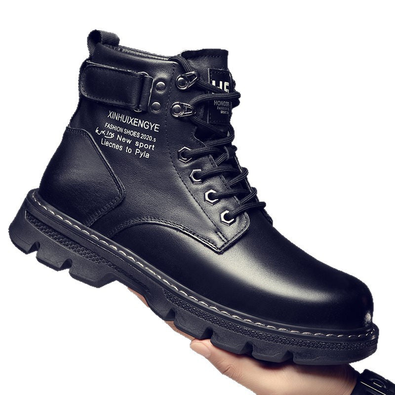 Boots men autum men's shoes 2025new arrivalmen boots k-style high-top shoes easiest for matchworkwear boots casual leather shoes